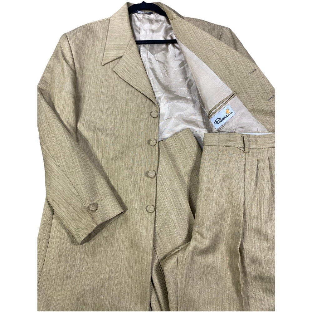 Vintage Falcone Suit 44 Regular Jacket 36x30 Pleated Wide Leg Textured Union USA